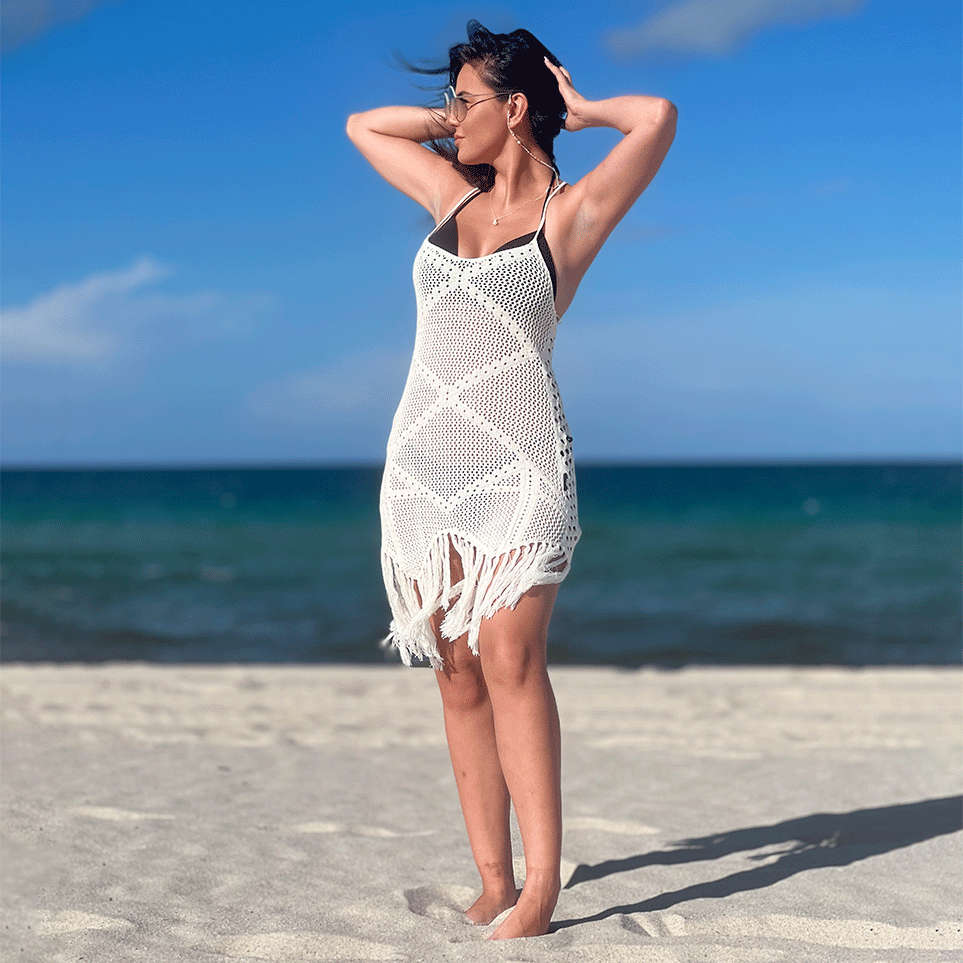 Women s Crochet cover up dress Beachwear swimsuit cover up white bikini beach dress for women